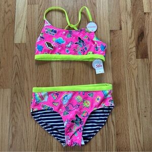 NWT Justice Girls Reversible Bikini Sz 16